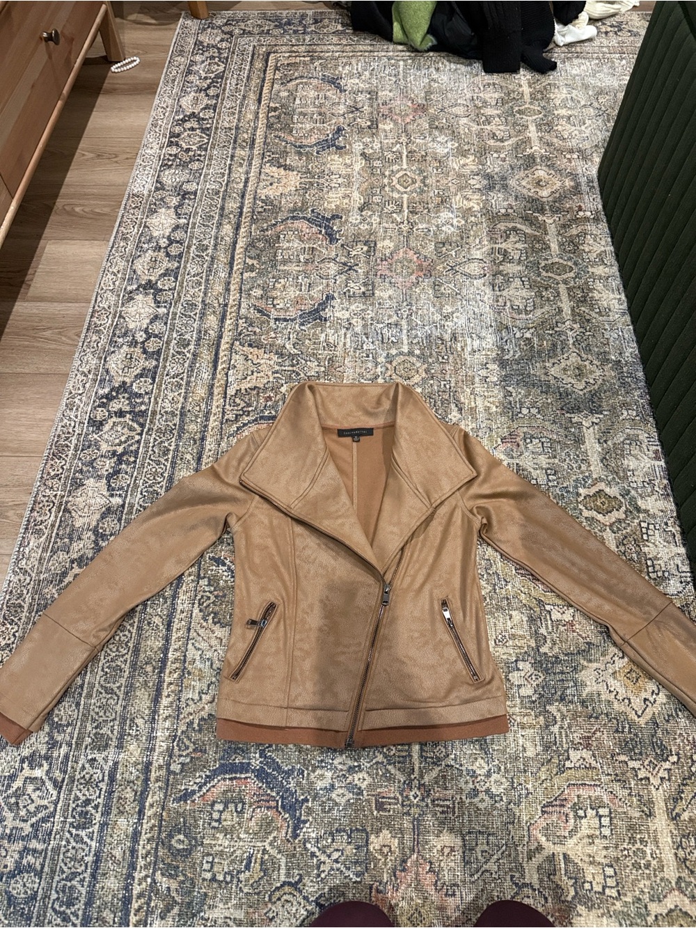 Windsor Tan Faux Leather Bomber Jacket
